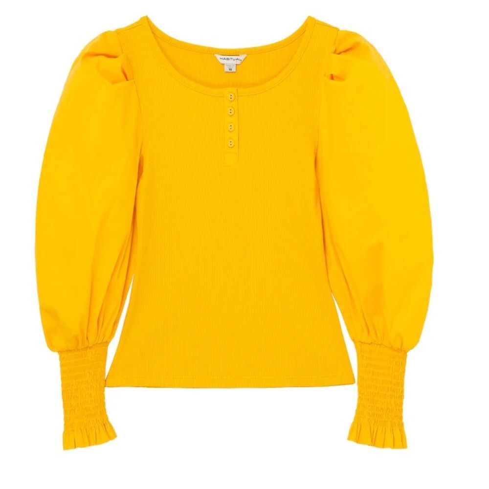 Habitual Girls Knit to Woven Henley Top
in Yellow 14 NWT